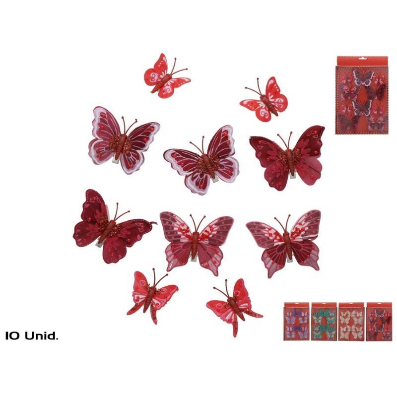 MARIPOSA X10 CON CLIP 4 STD 4.5X5 CM BRILL