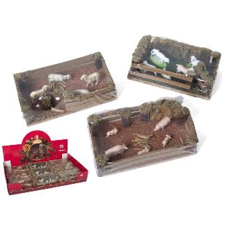 CORRAL CON ANIMALES 19X15X5CM 3 SURTIDOS