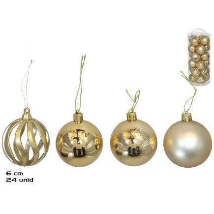 BOTE 24 BOLAS NAVIDAD 6 CM GOLD