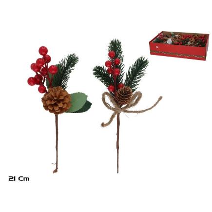 PICK FRUTOS ROJOS Y PINO 2STD 21 CM