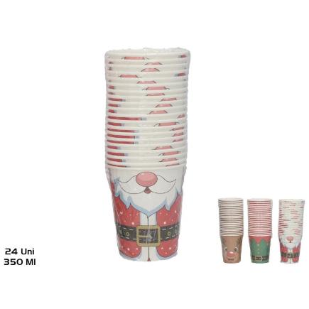 VASO PAPEL NAVIDAD X24 3STD 350 ML 8.8X5.9X11 CM