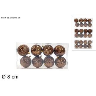 8 PIEZAS BOLAS 8 CM MARRON SURTIDO EN 3 MOD