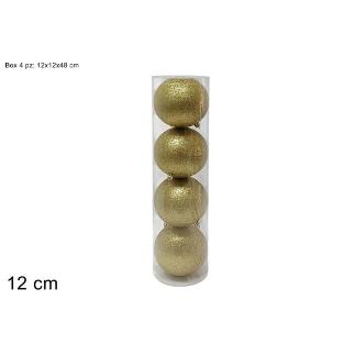 4 PIEZAS BOLAS 12 CM DORADAS CON PURPURINA