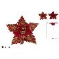 FLOR 30 CM ROJO CON GLITTER ORO
