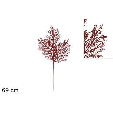 TALLO DE 69 CM CON 3 HOJAS ROJAS BRILLANTES