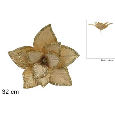 TALLO FLOR 32 CM TERCIOPELO ORO CON GLITTER