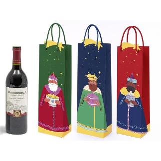 BOLSA BOTELLA SILUETA REYES MAGOS FOIL