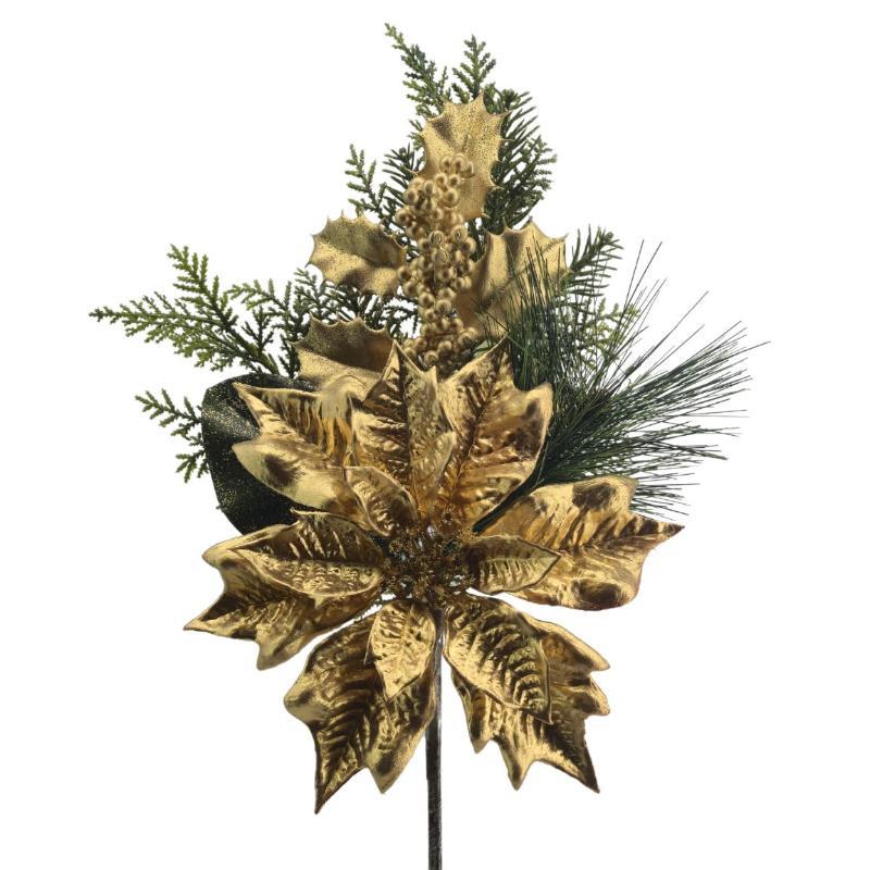PICK POINSETTIA 45 CM ORO