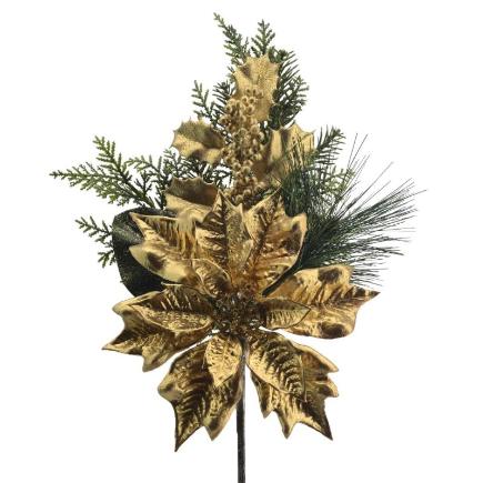 PICK POINSETTIA 45 CM ORO