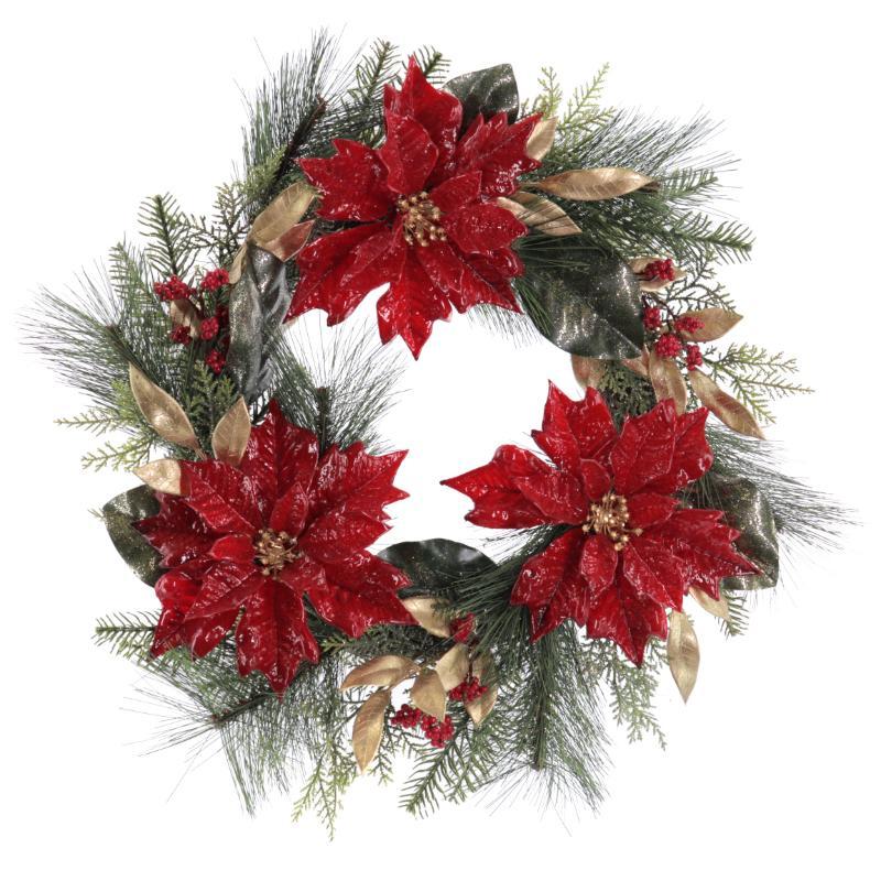 CORONA POINSETTIA 60 CM ROJO