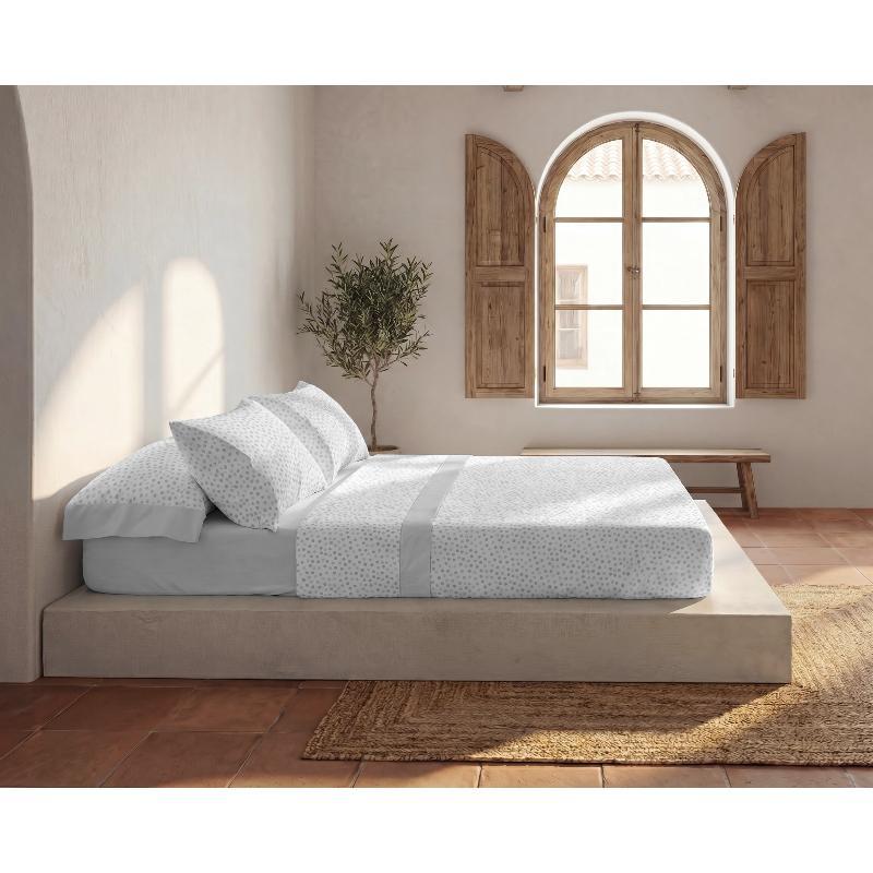 JUEGO DE FRANELA GOTAS BELNOU 135X190/200+30 CM GRIS