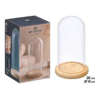 CUPULA DECORATIVA CRISTAL BASE MADERA