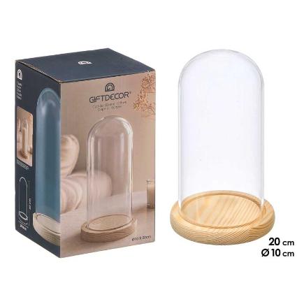 CUPULA DECORATIVA CRISTAL BASE MADERA