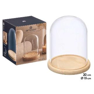 CUPULA DECORATIVA BASE MADERA NATURAL 20 CM