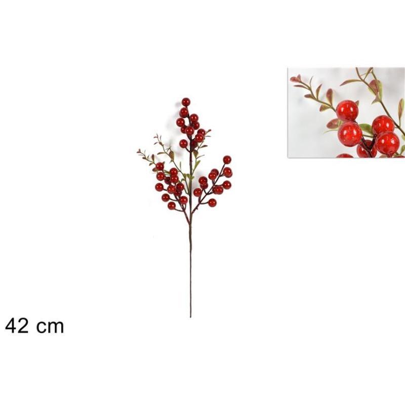VARA BAYAS ROJAS Y HOJAS 42 CM