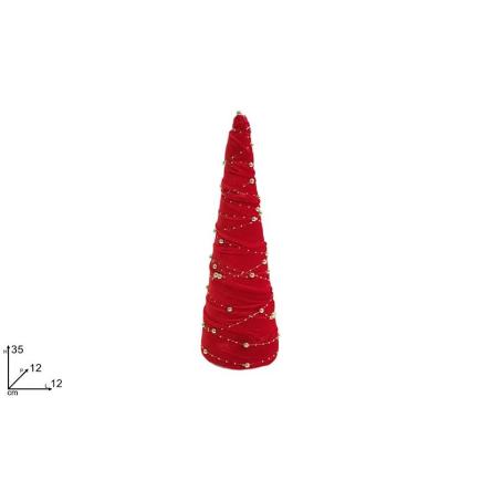 ARBOL 35 CM TERCIO ROJO CON PERLAS