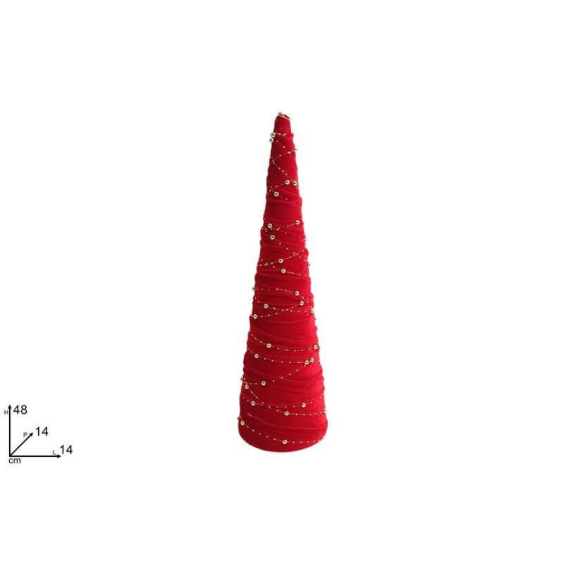 ARBOL 48 CM TERCIO ROJO CON PERLAS