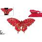 MARIPOSA 17 CM CON PINZA ROJO TERCIOPELO CON PURPURINA ORO