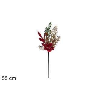 PINCHO 55 CM C/HOJAS Y BOLAS CON DEC ROJO