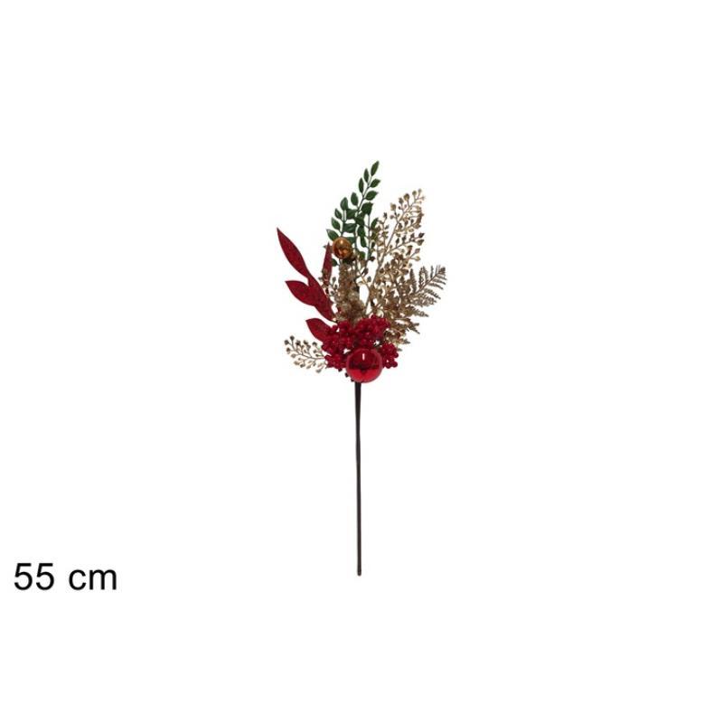 PINCHO 55 CM C/HOJAS Y BOLAS CON DEC ROJO