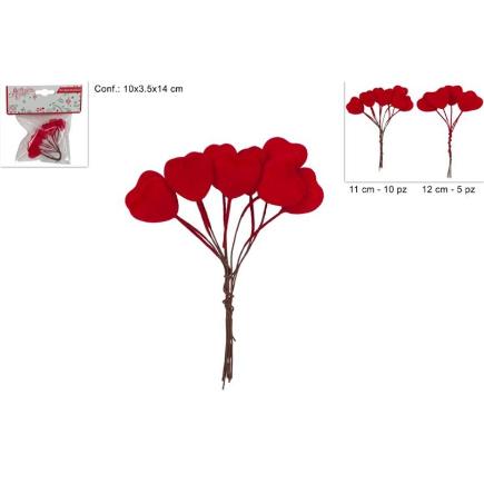 ADORNO PARA REGALO CORAZONES EFECTO TERCIOPELO ROJO 2 SURT
