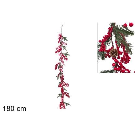 GUIRNALDA BAYAS 180 CM C/PIÑAS Y HOJAS
