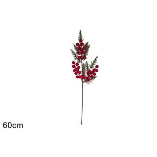 TALLO DE 60 CM CON BAYAS EFECT TERCIOPELO ROJO
