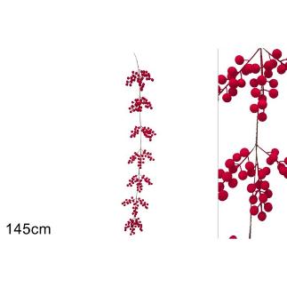 GUIRNALDA 145 CM BACCHE EFFETTO VELLUTO ROJO