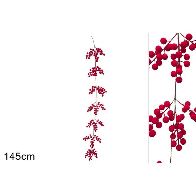 GUIRNALDA 145 CM BACCHE EFFETTO VELLUTO ROJO