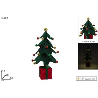 ARBOL DE TELA CON BOLAS 55 CM CON 30 LED A PILAS
