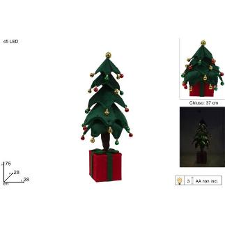 ARBOL DE TELA CON BOLAS 75 CM CON 45 LED A PILAS