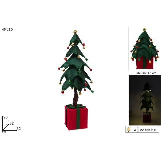 ARBOL DE TELA CON BOLAS 95 CM CON 45 LED A PILAS