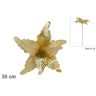 TALLO DE FLOR 35 CM EFEC TERCIOPELO LAMINADO DORADO CON BRILLO