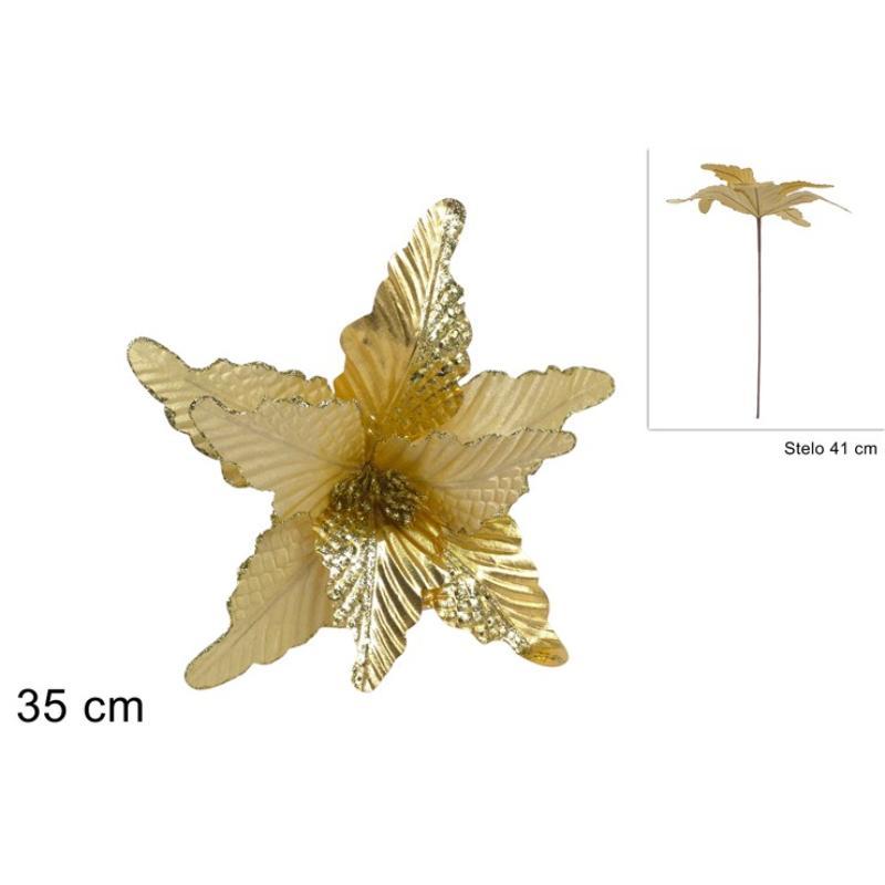 TALLO DE FLOR 35 CM EFEC TERCIOPELO LAMINADO DORADO CON BRILLO