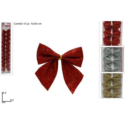 SET 10 PIEZAS LAZOS GLITTER SURT EN 3 COL
