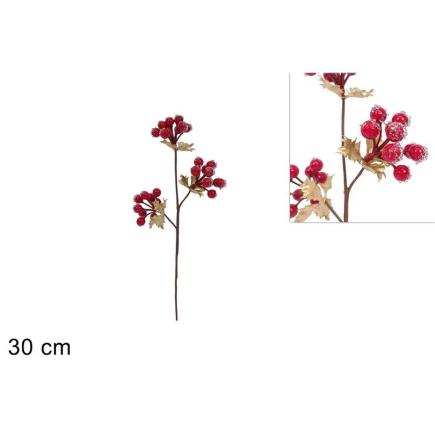 TALLO 30 CM AGUJA DE PINO ORO Y BAYAS