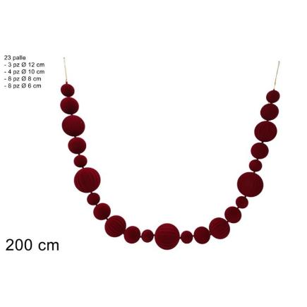 GUIRNALDA DE BOLAS 200 CM EFECT TERCIP BURDEOS