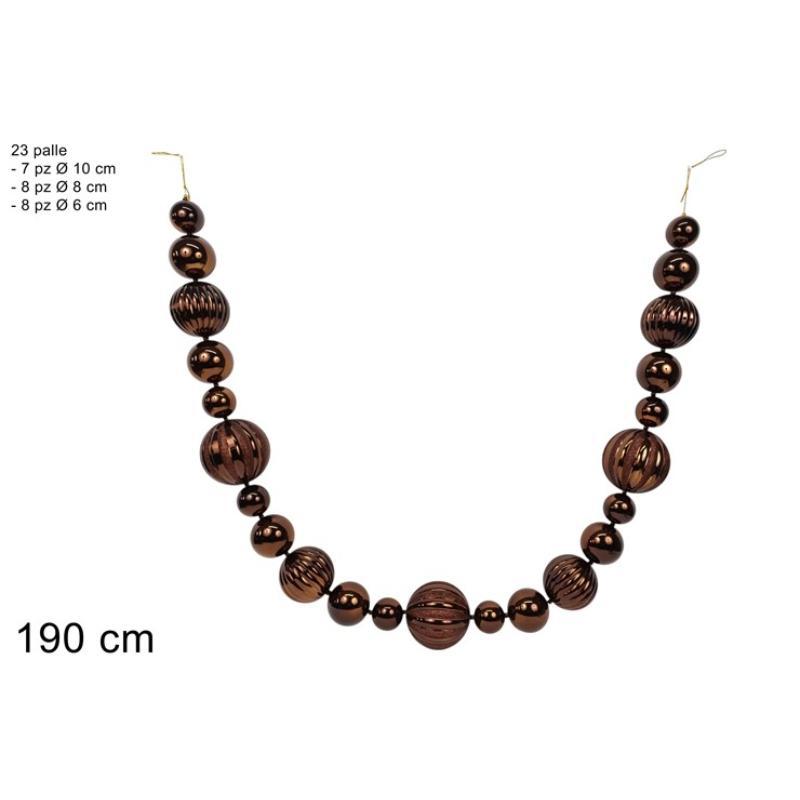GUIRNALDA DE BOLAS 190 CM MARRON
