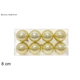 SET 8 PIEZAS BOLAS 8 CM DORADAS PERLADAS