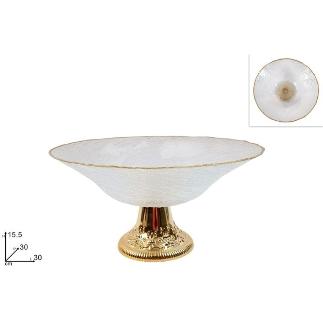 SOPORTE VIDRIO DIAM 30 CM TRANSP CON BORDE ORO