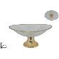 SOPORTE OVALADO DE VIDRIO 30 CM TRANSPARENTE CON BORDE ORO