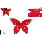 MARIPOSA 23 CM CON PINZA ROJA TERCIOPELO CON ESCARCHA ORO