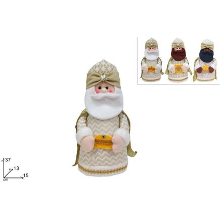 REYES MAGOS DE 37 CM CON VESTIDO ORO BLANCO 3 SURT