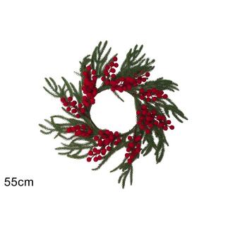 CORONA 55 CM BAYAS ROJAS TERCIOP