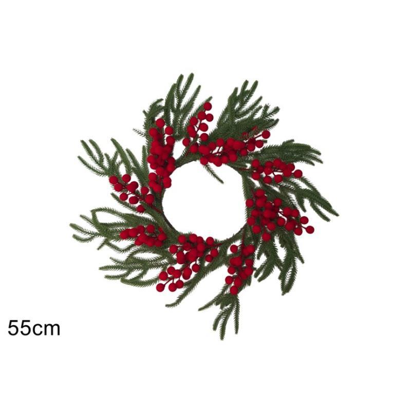CORONA 55 CM BAYAS ROJAS TERCIOP