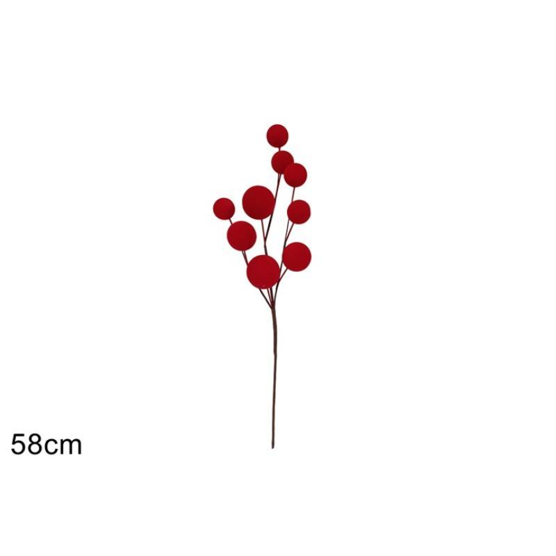 TALLO DE 9 BOLAS 58 CM EFEC TERCIOPELO ROJO