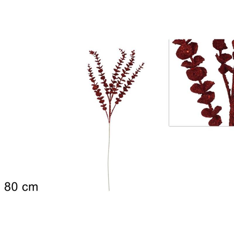 TALLO DE 80 CM CON HOJAS BRILLANTES ROJAS