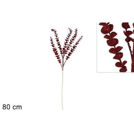 TALLO DE 80 CM CON HOJAS BRILLANTES ROJAS
