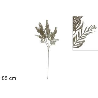 TALLO 85 CM HOJAS GLITERADAS CHAMPAGNE