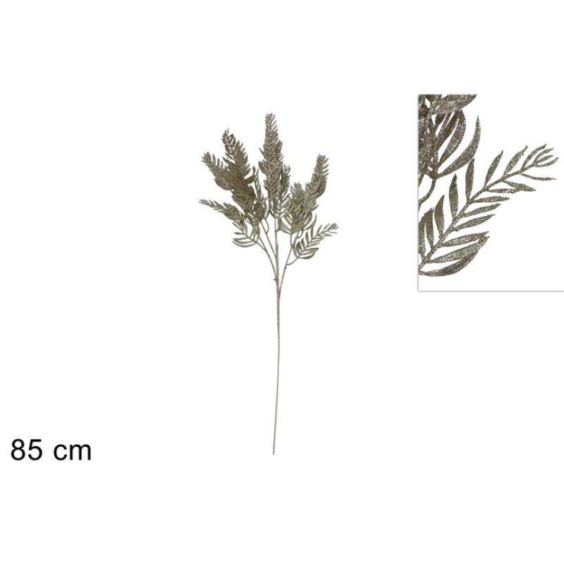 TALLO 85 CM HOJAS GLITERADAS CHAMPAGNE